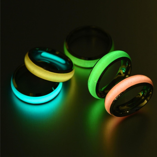 Enkel mote unisex lysende ensfarge glødende ring smykker tilbehør Blue US 8