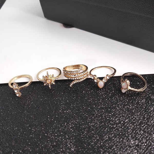 17 stk stablebare knoke ringer geometriske rhinestone kvinner Vintage glitrende fingerringer smykker tilbehør