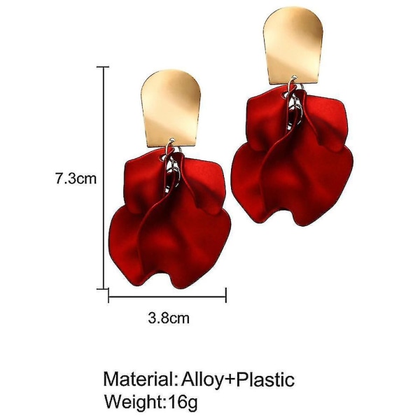 korvakorut Punaiset ruusun terälehdet Punaiset metalliset korvakorut häihin