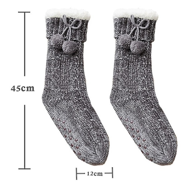 Kvinnor Thermal kalvstrumpor. Tofflor varmare strumpa Dark Grey