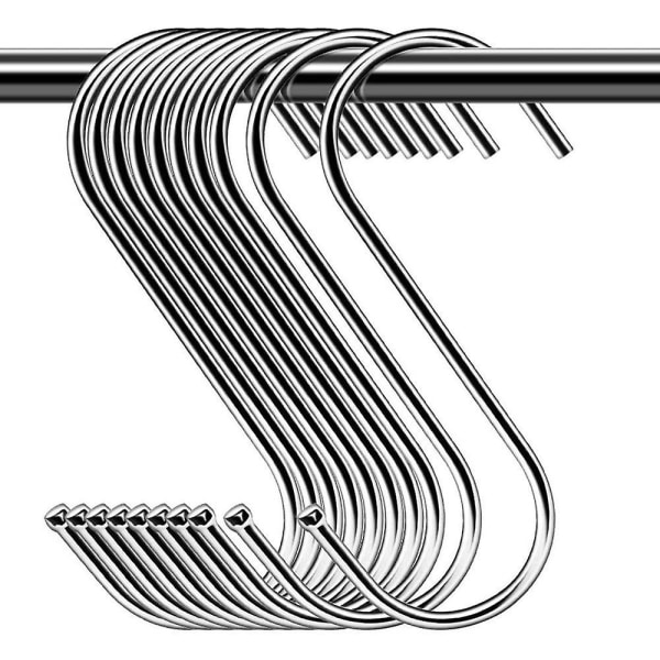 S-krok i rostfritt stål, S-krok Stor 10-pack för kök, badrum, sovrum och kontor 4 * 14 cm Silver S-krok rostfritt stål (silver)
