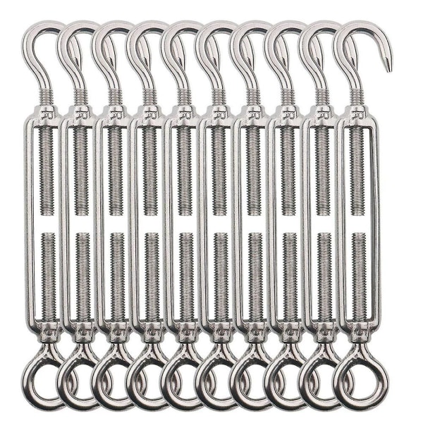 M5 Hook And Eye Kabelsträckare, Ståltrådssträckare / Rostfritt stål 304 Rostfritt stål Kabelsträckare för klädlina, Stålkabel, Stålrep