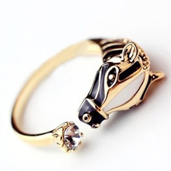 Dammode Hästhuvud Rhinestone Öppning Finger Ring För Party Club Silver