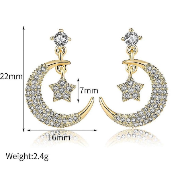 örhängen Star Moon S925 Needle Micro Inlaid Zircon Guldpläterade smycken till födelsedagspresent