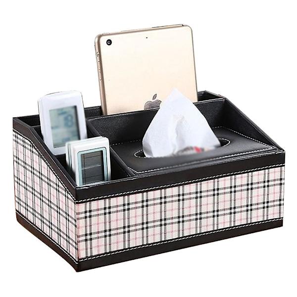 Multifunktionell läder Tissue Box Soffbord Desktop Fjärrkontroll Förvaringsbox style4