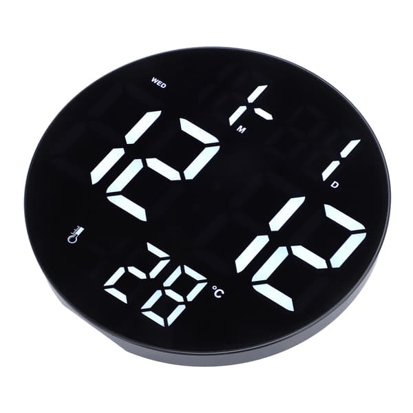 Rund Digital Väggklocka 12 24 Timmar USB-driven Tyst Modern LED Väggklocka för Vardagsrum Sovrum Klassrum Kontor