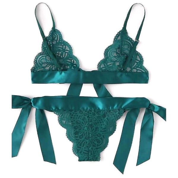 Naisten pitsiset set Sexy Nightwear Alusvaatteet Dark Green 2XL