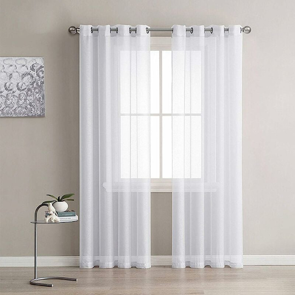 2 stk137cm*241cm stykke hvit knapphullsgardinstangpose gardinstoff tilpasset ferdig produkt