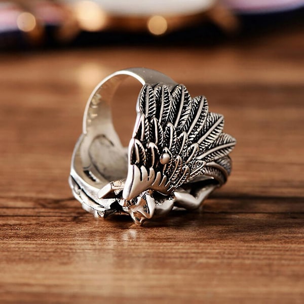 Gotiske menn Cross Guardian Angel Wings Carved Biker Finger Ring smykker gave US 10
