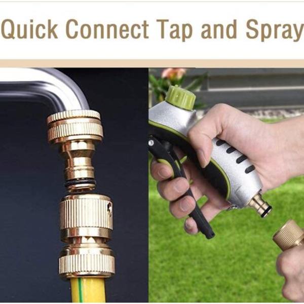 Messing Quick Hose Sprinkler Connector, 13 mm (1/2'') og 15 mm (5/8") Aquastop Sprinkler Connector - Pakke med 2，