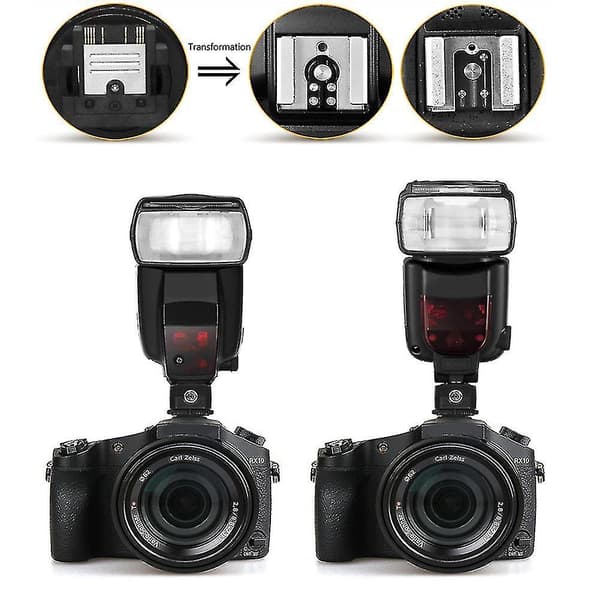 Tf-334 blitsskoadapter for konvertering av Mi A7 A7s A7sii A7r A7ii A9 A6300 kamera til blits Ty-YUHAO Svart