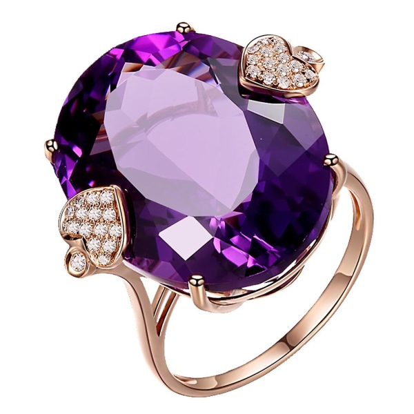 Bryllup Forlovelsesfest Brude Oval Rhinestone Indlagt Hjerte Finger Ring smykker Purple US 7