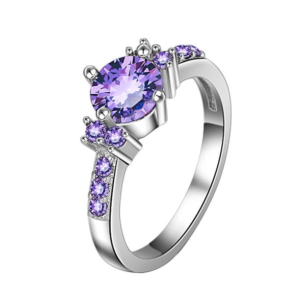 Luksus Kvinder Faux Ametyst Indlagt Finger Ring Bryllup Engagement Smykker Gift US 7