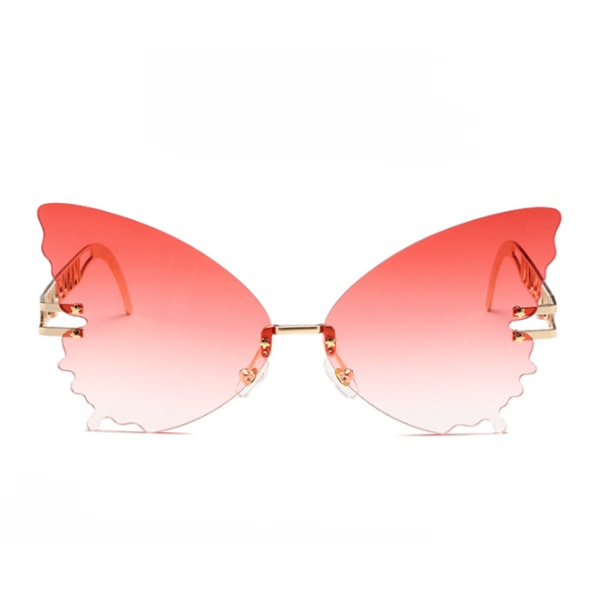 Butterfly solglasögon kreativ personlighet solglasögon med stor ram för kvinnor (gradvis båge i rött guld),