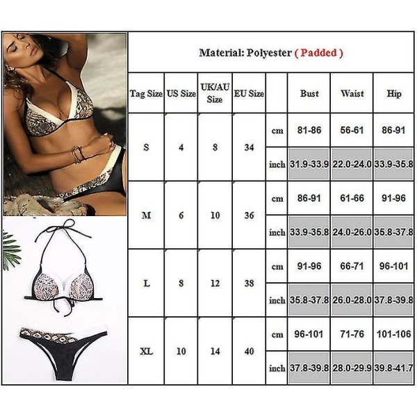 Dam Sexig Halter Bikini Set Push-up Vadderad BH Baddräkt M