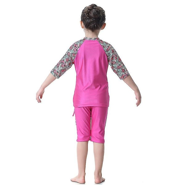 barn Jenter Islamsk Muslim Badetøy Beskjeden Burkini Arab Badedrakt Strandtøy Rose Red 11-12 Years