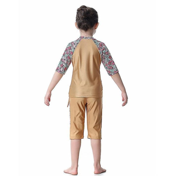 Børn Piger Islamisk Muslim Badetøj Modest Burkini Camel 9-10 Years