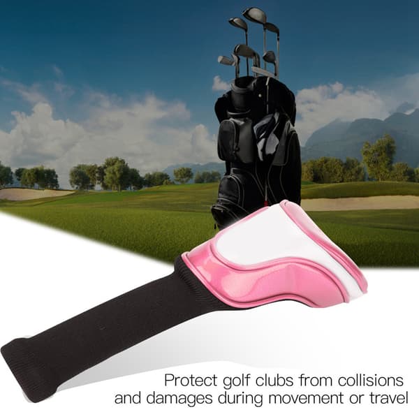 Pink PU Læder Golf Putter Hoved Cover Tilbehør #5