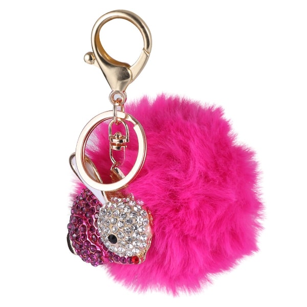 Kreativ kaninformet nøkkelring rhinestone nøkkelring anheng plysj nøkkelholder gaver til veske Bilnøkkel (rosa)