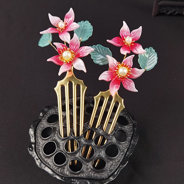 Ancient Style Hiusneula Pearl Hiusneula Super Fairy Flower Hair Klassinen hiusneula Pink