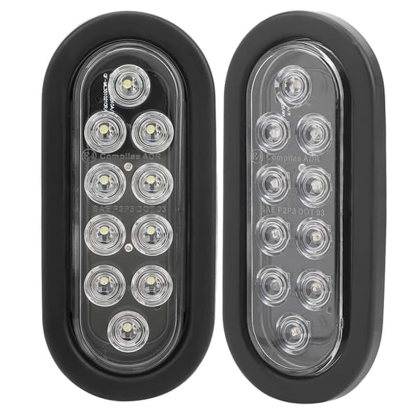 2 stk 10LED sidemarkeringslys 6 tommer oval IP67 vanntett baklys overflatemontering for lastebilhenger Hvit
