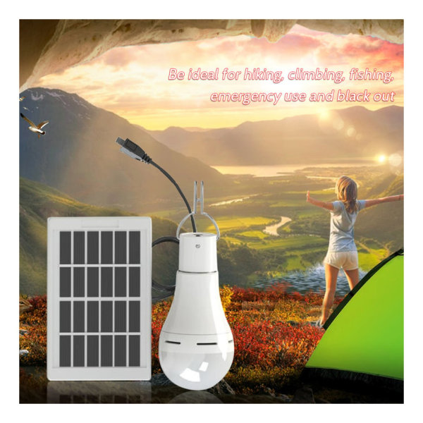 (BLS-60-20D 7W glödlampa + solpanel = komplett set (smart switch, kallvitt ljus) LED-ljus, för utomhusbruk, trädgård, trädgård