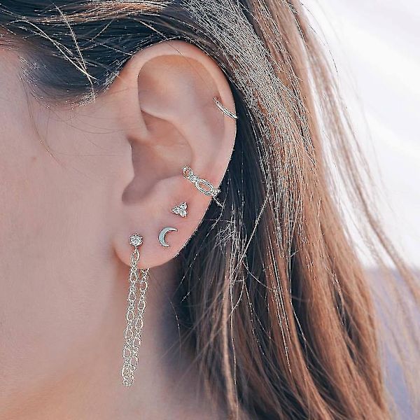 5 st Örhängen Set Moon Diamond Inlagda örhängen för fest