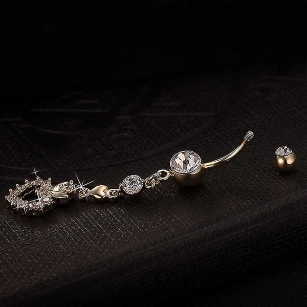 Rostfritt stål Vita navelringar hjärtan långa dinglar med strass navelringar Silver