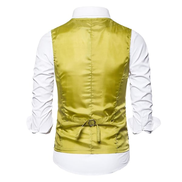 Enkelknäppt väst för män Slim Fit formell print väst L Gold