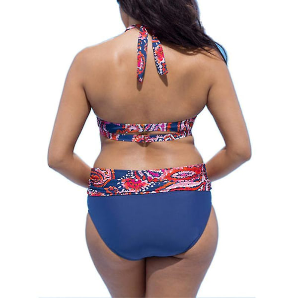 Kvinder Bikini Sæt Polstret BH Push Up Badedragt Plus Size Blue XL