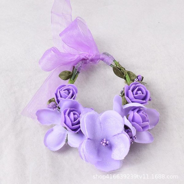 Naisten hiuspanta kukkakukkia hääseppeleet hiusnauhat käsintehdyt naiset tytöille hiusnauha morsiamen Purple Bracelet