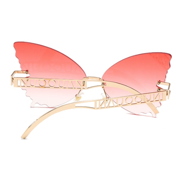 Butterfly solbriller kreativ personlighet store solbriller kvinner (gradvis rødt gullinnfatning),