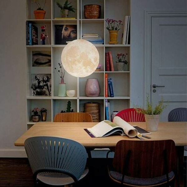 3D Moon Chandelier-Moon Ceiling Chandelier Moon Ceiling Light Planet Pendellampa Moon Restaurang Bar Hem Chil