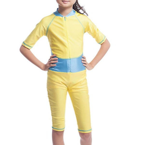 Barn Flickor Muslimska Islamiska Modest Burkini Badkläder Gold 8-9 Years