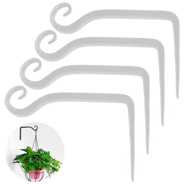 Växthållare Blomma Hänghållare Järn Väggkrok Blomma Hängande Vägghållare Krok För Hängande Planteringskärl Fågelholkar Lykta Vindspel Vägglampor 4pcs White