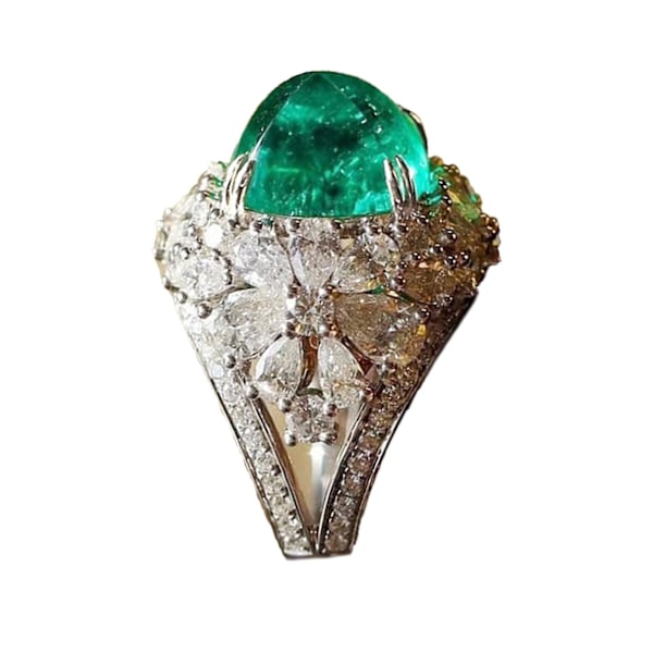 Retro Kvinner Ring Innlagt Grønn Firkant Rhinestone Finger Ring For Jubileum US 6