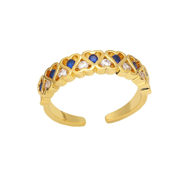 Ring Vintage Zircon Heart Stud Modesmycken Ac9467 Blue