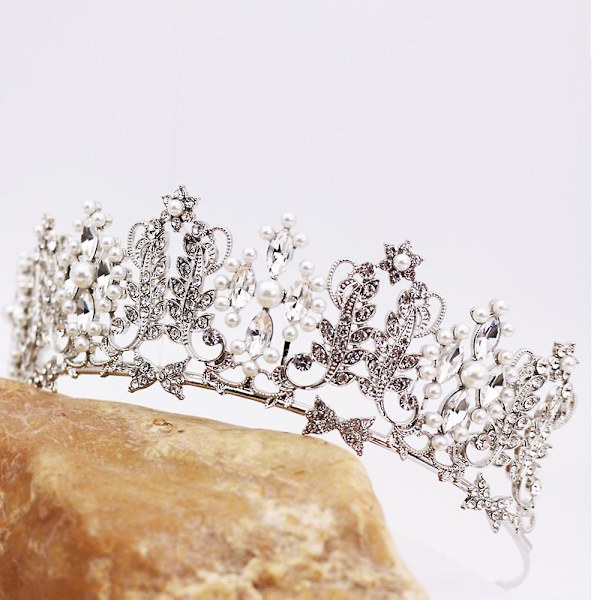 Pearl Bridal Crown Legering Strass Bröllop Huvud Smycken Foto Håraccessoarer