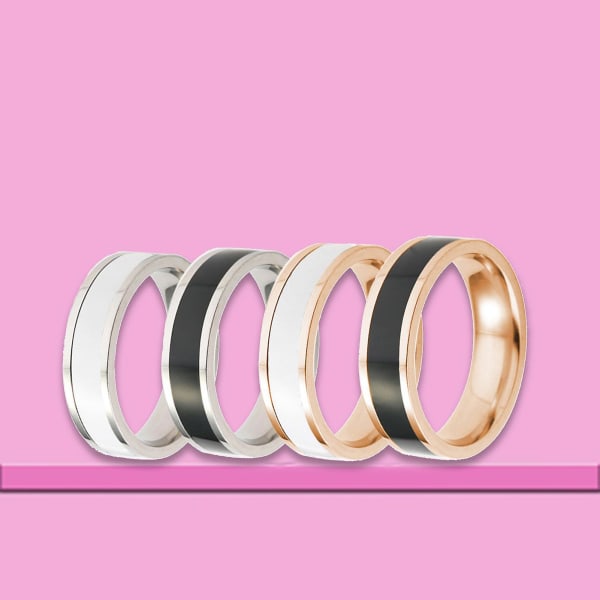Ring Fashion Dekorativ Titanium Stål Unisex Simple Finger Band til dagligdagen Rose Gold and White US 8