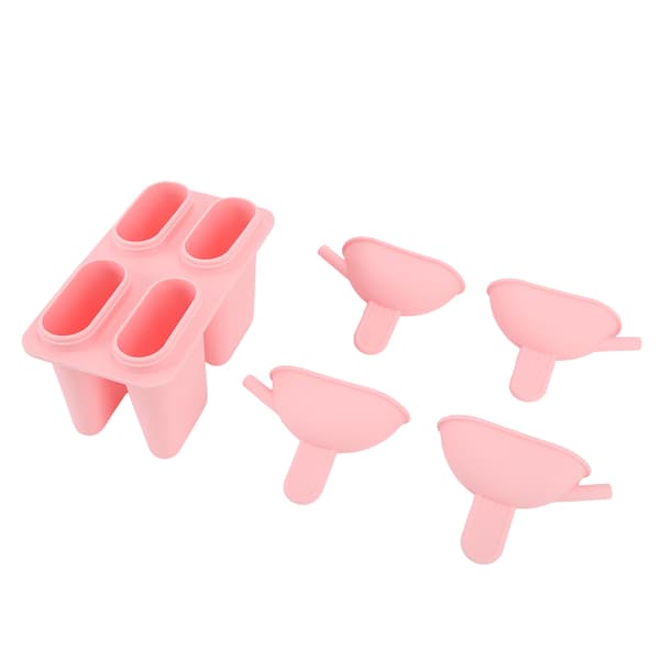Rosa bærbar silikon iskremform DIY ispinne maker med 50 pinner