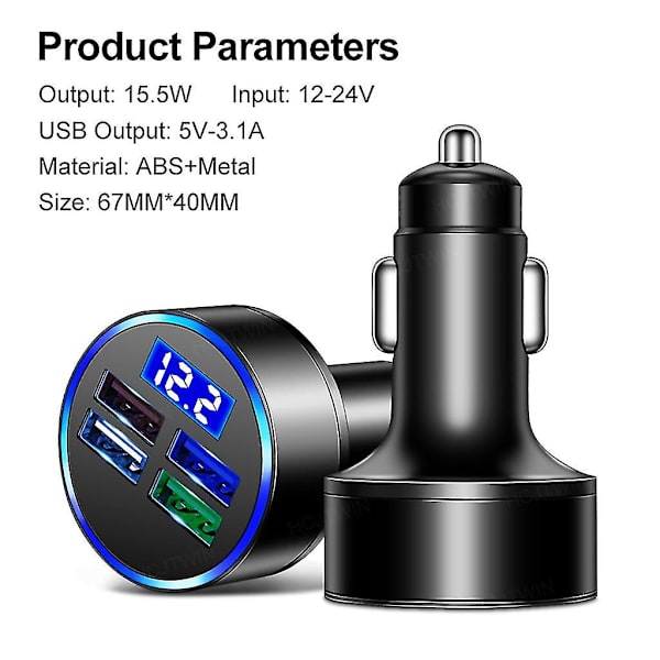 Bil Usb Oplader 4 Port Universal Usb Hurtig opladning til mobiltelefonnavigation 4USB