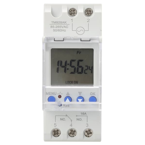 Digitalt Analogt Timer Switch DIN Skinne Stor Skærm Programmerbar 85-265V 16A