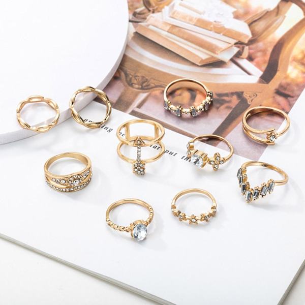 10 st Hollow Star Bohemia Creative Rings Flower Geometry Strassringar Smycketillbehör