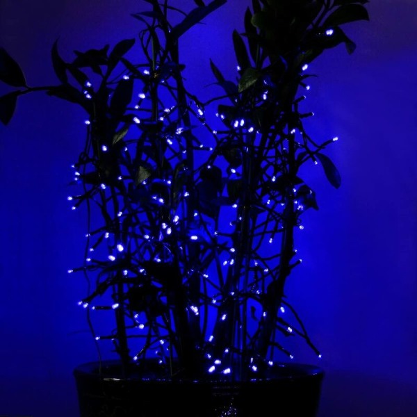 Blått ljus 22 meter 200 lampor, 8 funktioner LED Solar String Lights Star String Lights 8 funktioner