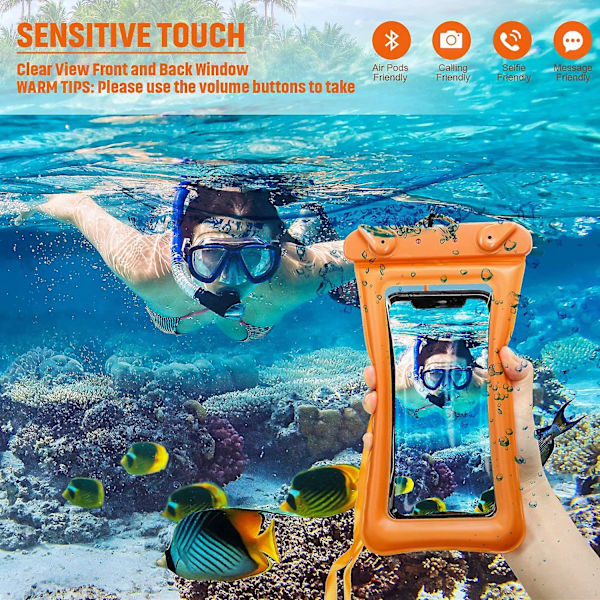 4 delar flytbar vattentät telefonväska Flytande vattentät phone case Universal Mobiltelefon Torrväska Case med snodd för smartphone upp till 6 Lake Blue  White  Black  Orang
