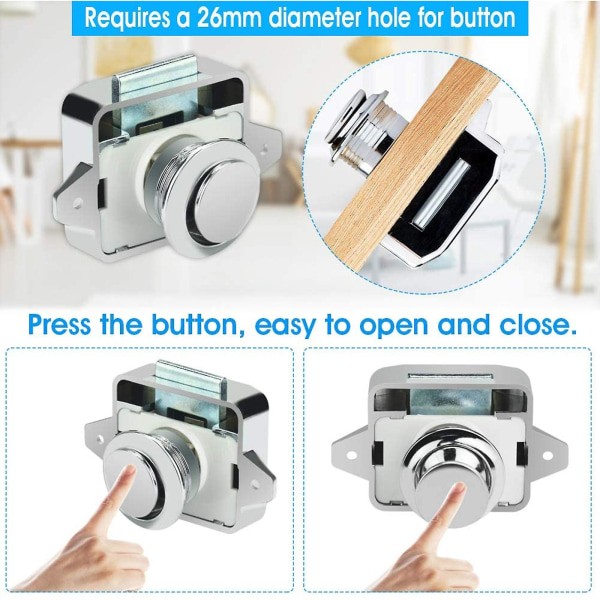 5 Pack Push Button Salpa Oven lukon salpa Avaimeton Kaapin Lukon Salpa Kaapin nupin lukko hevosperävaunuun asuntovaunuun Style 2