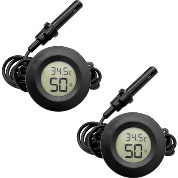 2 Pack Mini Digital Kosteusmittari Lämpömittarit, LCD-näytön kosteusmittari ja mittapää akvaariolle, Matelija, Kilpikonnahäkkisäiliö (B)
