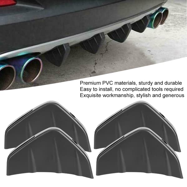 4 stk. Universal Bil Bakre Støtfanger Diffuser Fin Spoiler Leppe Auto Tilbehør