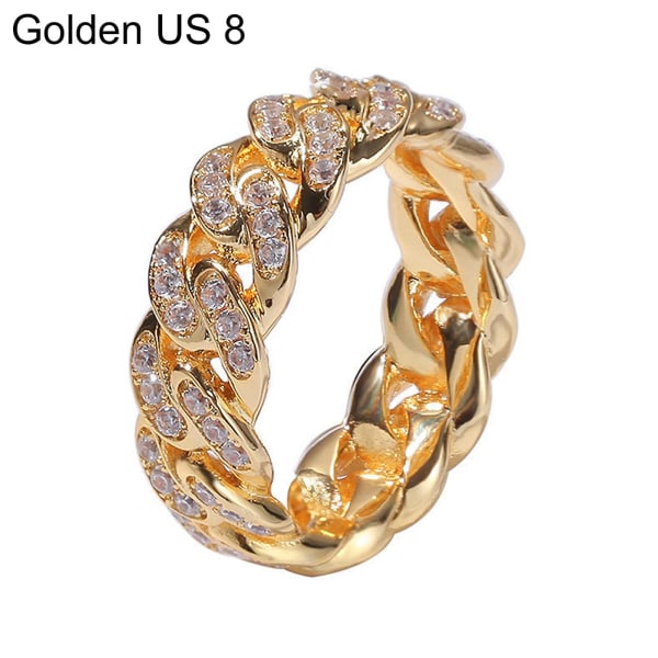 Mode Twisted Ring Creative Smycken Ring Cubic Zirconia Legering Finger Ring för present Golden US 8