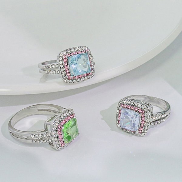 Kvinnor Ring Square Cubic Zirconia Smycken Shining Rhinestones Finger Ring För Bröllop White US 8
